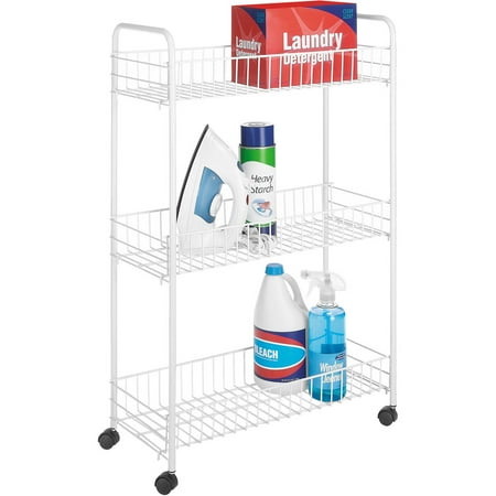 Whitmor Slim Rolling Three-level Wire Cart