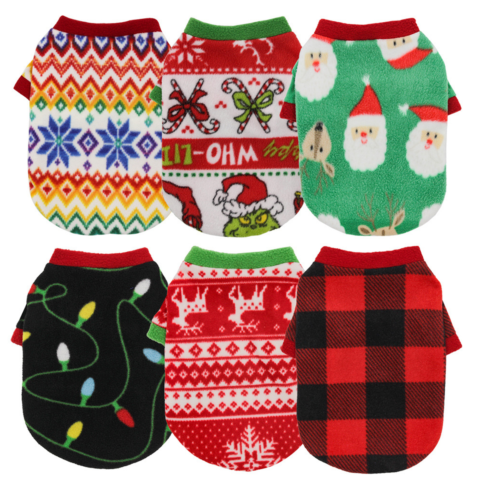 DGROEE Christmas Dog Clothes Cute Santa Claus Elk Snowflake Pattern