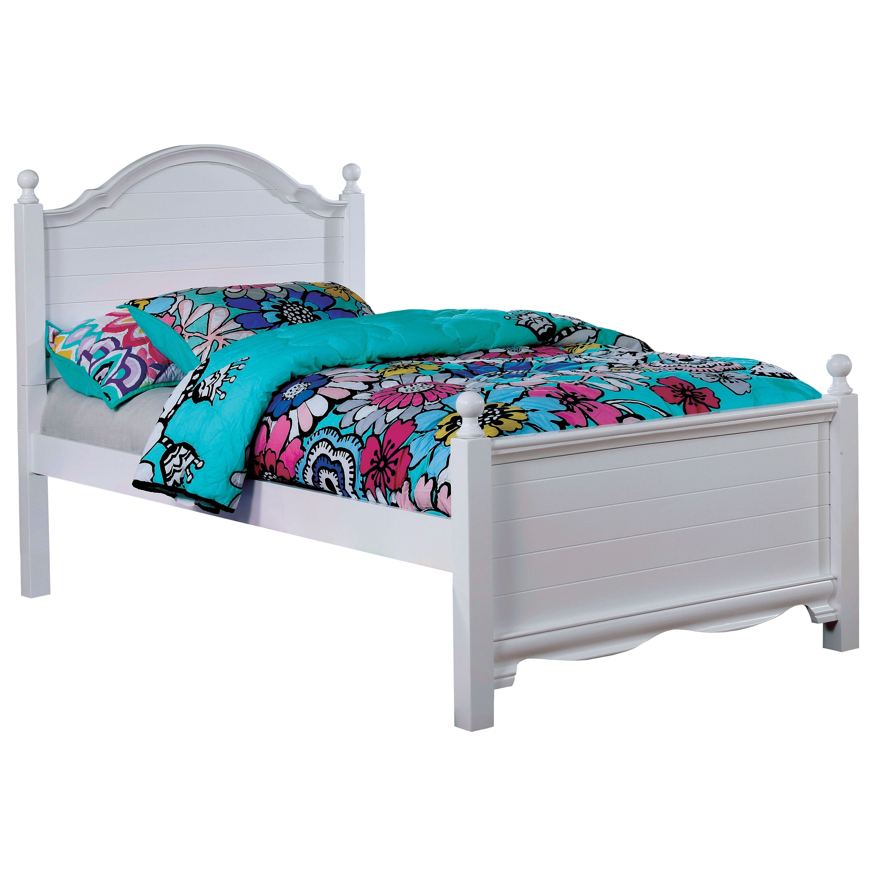 Furniture of America Crista Mattress Ready Wood White Twin Kids Bed