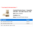 thumbnail image 2 of Camshaft Position Sensor - Compatible with 2007 - 2014 GMC Yukon XL 1500 2008 2009 2010 2011 2012 2013, 2 of 2