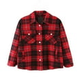 thumbnail image 1 of Womens Plaid Button Down Blouses Coat Thicken Jackets Cardigans Oversize Shirts S, 1 of 6