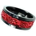 thumbnail image 3 of Red Viking Spinner Ring Black 316L Stainless Steel Celtic Norse Anti Anxiety Band Fantasy Forge Jewelry, 3 of 4
