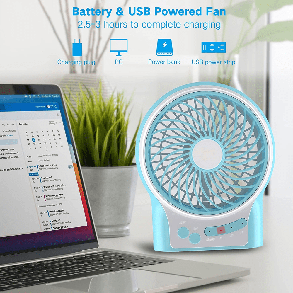 Ventilateur De Bureau Usb 6" Avec Batterie 20000 Mah Petit Ventilateur