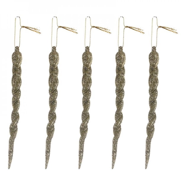 Liquidación de Black Friday! Sonbest Adornos de carámbanos para colgar transparentes para árbol navideño o decoración de boda de 6/8 pulgadas, decoración de fiesta de invierno DIY, oro Scienceny SH1104-174