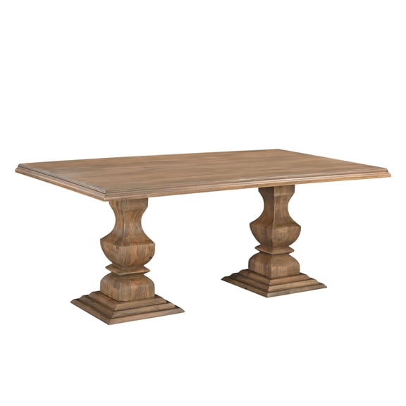 Taran Designs Lawrence 75" Solid Wood Double Pedestal Dining Table in Brown