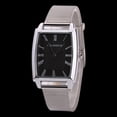 thumbnail image 2 of Reloj de cuarzo con malla de aleación elegante y esfera cuadrada con números romanos para hombres y mujeres (plata y negro), 2 of 2