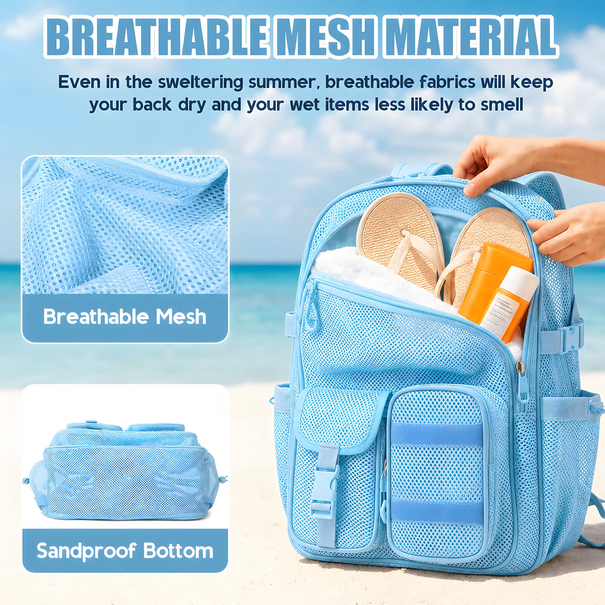 Soda Candy Heavy Duty Mesh Backpack See Through School Bookbag for School Swim Beach Travel