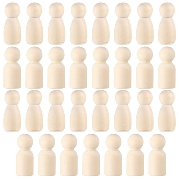 OUNONA 50pcs DIY Wooden Peg Dolls Unpainted Natural Wooden Small DIY Doll Crafts