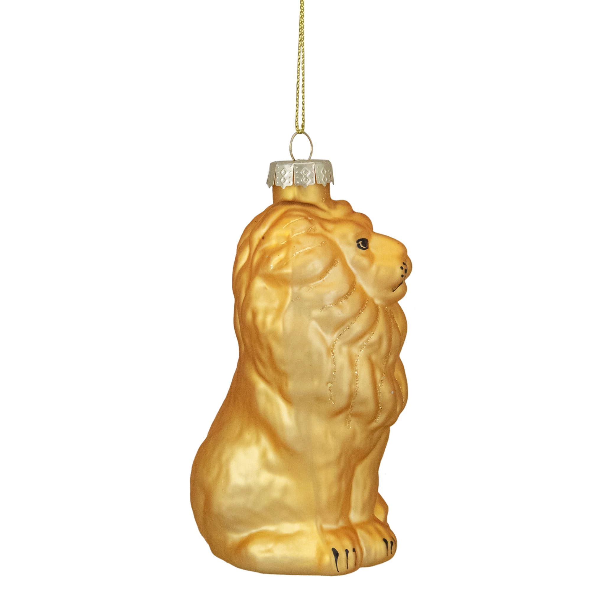 Northlight Standing Lion Glass Christmas Ornament - 4.25" - Golden Yellow