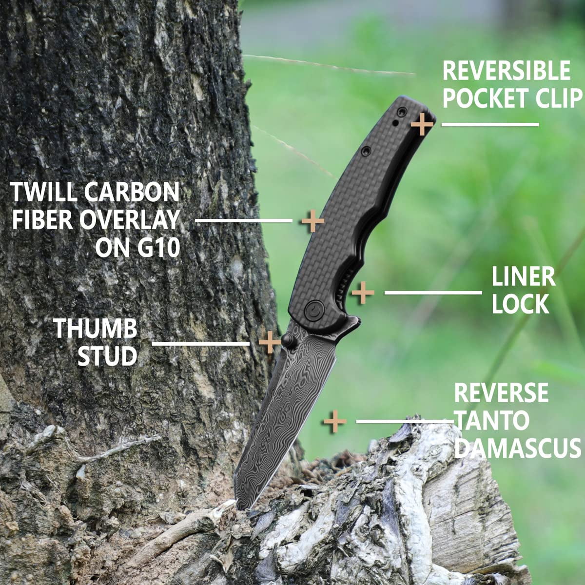 CIVIVI Pocket Knife with Clip Folding Knife P87 Folder C21043-DS1