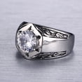 thumbnail image 2 of Mens Stainless Steel Ring with Zircon Stone Hip Hop Trendy Ring Male Vintage Ring for Men Statement Ring Jewelry Gift for Him, 2 of 4