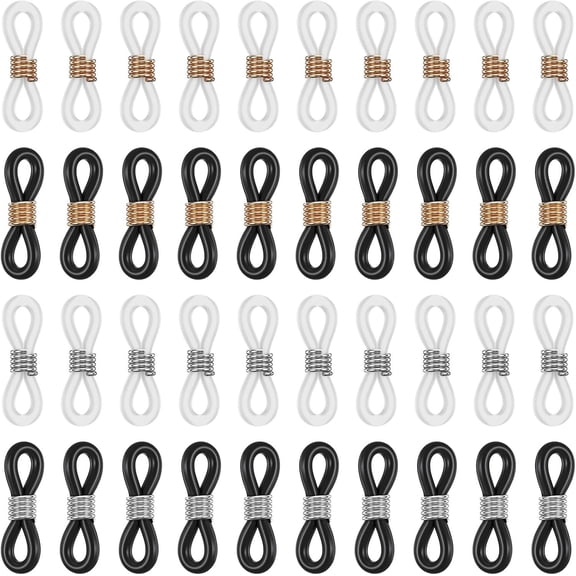 Eyeglass Chain Ends, 40 count Adjustable Eyeglasses Chain Connector Anti Slip Glasses Chains Rubber Loops Eyeglass Strap Retainer for Eye Glasses Sunglasses Holder Necklace Chains