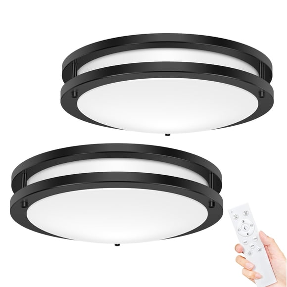 hepside 2Pack Flush Mount LED Ceiling Light with Remote, Dimmable& 3000K-6500K Adjustable Ceiling Light Fixture, Timer, Night Lig