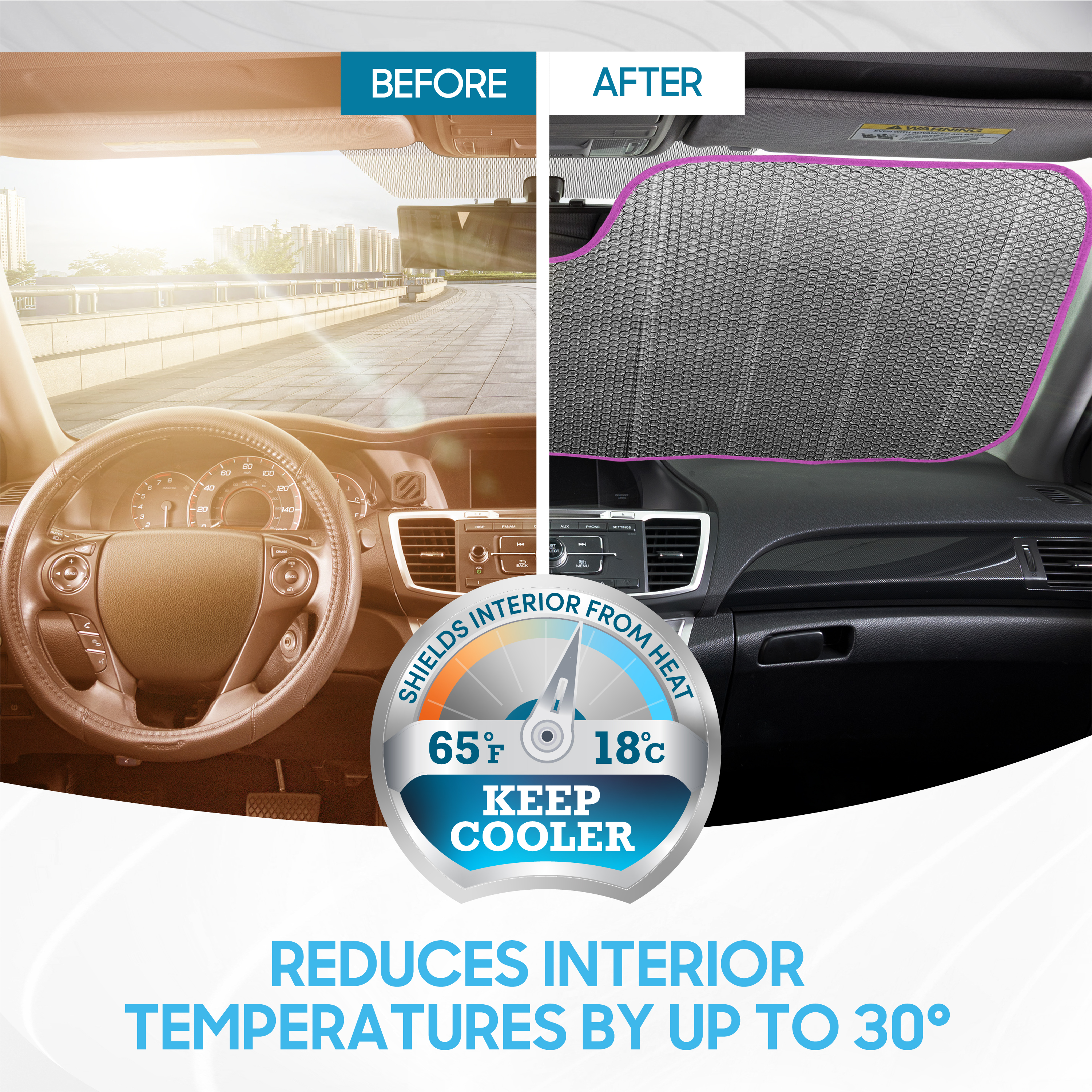 BDK Retro Wave Accordion Windshield Sunshade photo 4