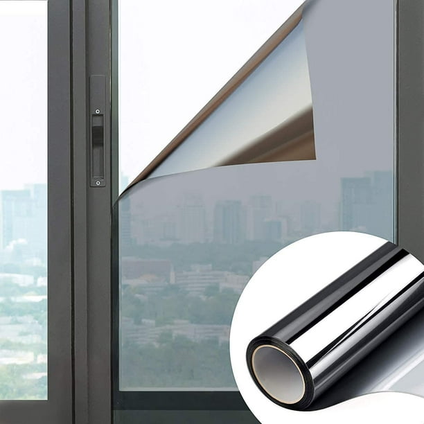 Película de espejo autoadhesiva Película solar para ventana unidireccional 99% Anti calor Anti UV Anti luz Anti pío Protección de privacidad Tienda de oficina en casa (Plata, 30x400 cm) brillar Electrónica