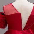 thumbnail image 5 of IFNWSV Girls Dresses Kids Solid Color Short Sleeve Dress Princess Dress for Red 9-10Years, 5 of 6