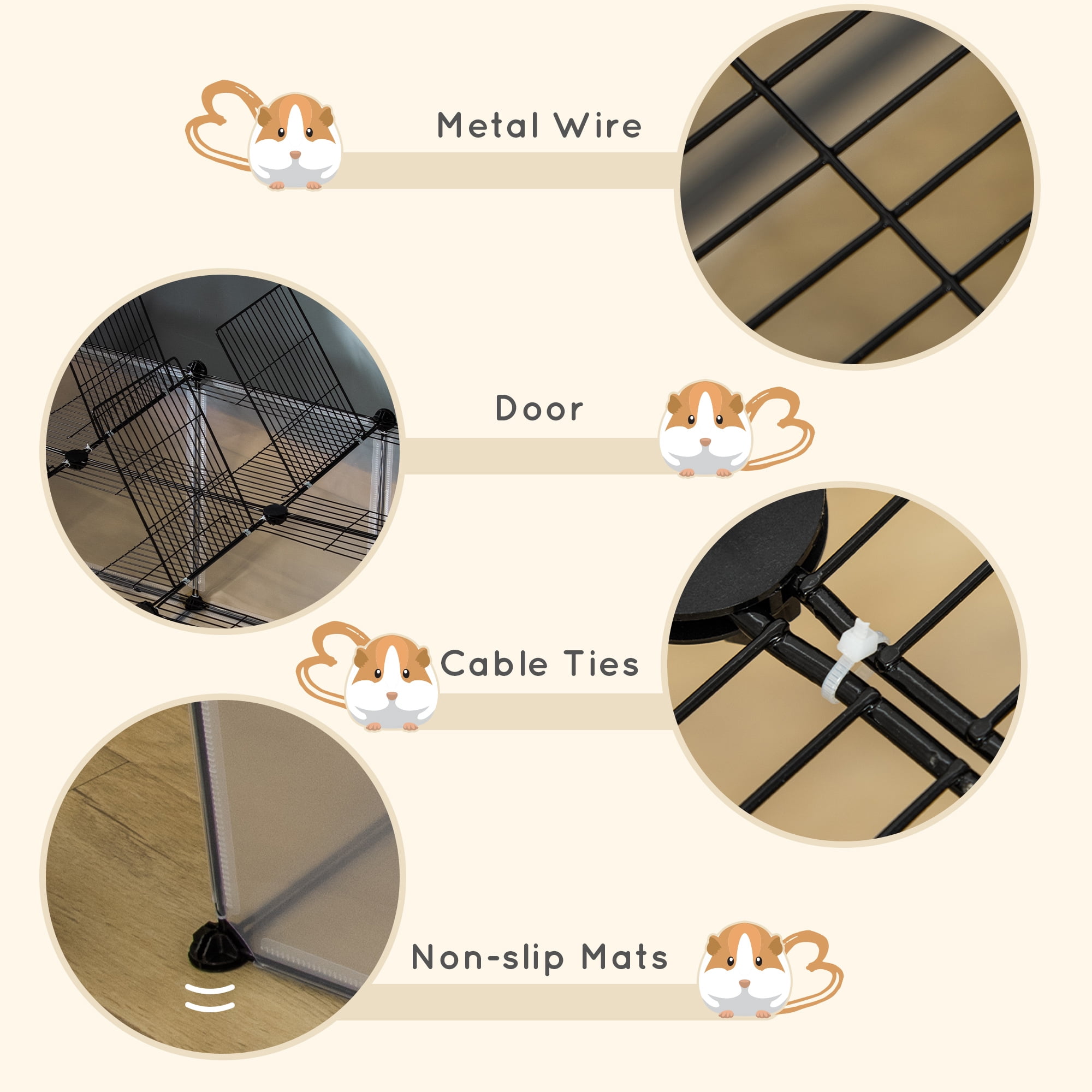 PawHut Pet Playpen Small Animal Cage 22 Panels for Rabbit, Guinea Pig