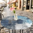 thumbnail image 6 of Blue Grey Round Tablecloth for 45-54 Inch Tables,Fitted Table Cover with Elastic Edge,Modern Oil Painted Abstract Art Aesthetics Waterproof Outdoor Table Cloth Protector for Patio Garden Dinner, 6 of 9