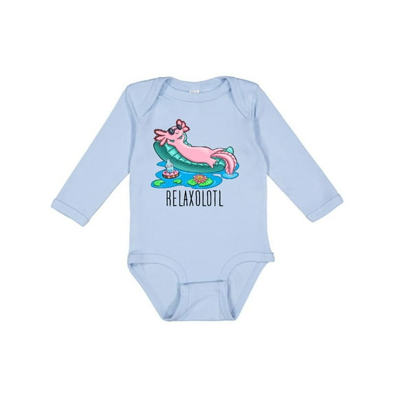 Inktastic Relaxolotl- Cute Axolotl on Summer Vacation Boys or Girls Long Sleeve Baby Bodysuit