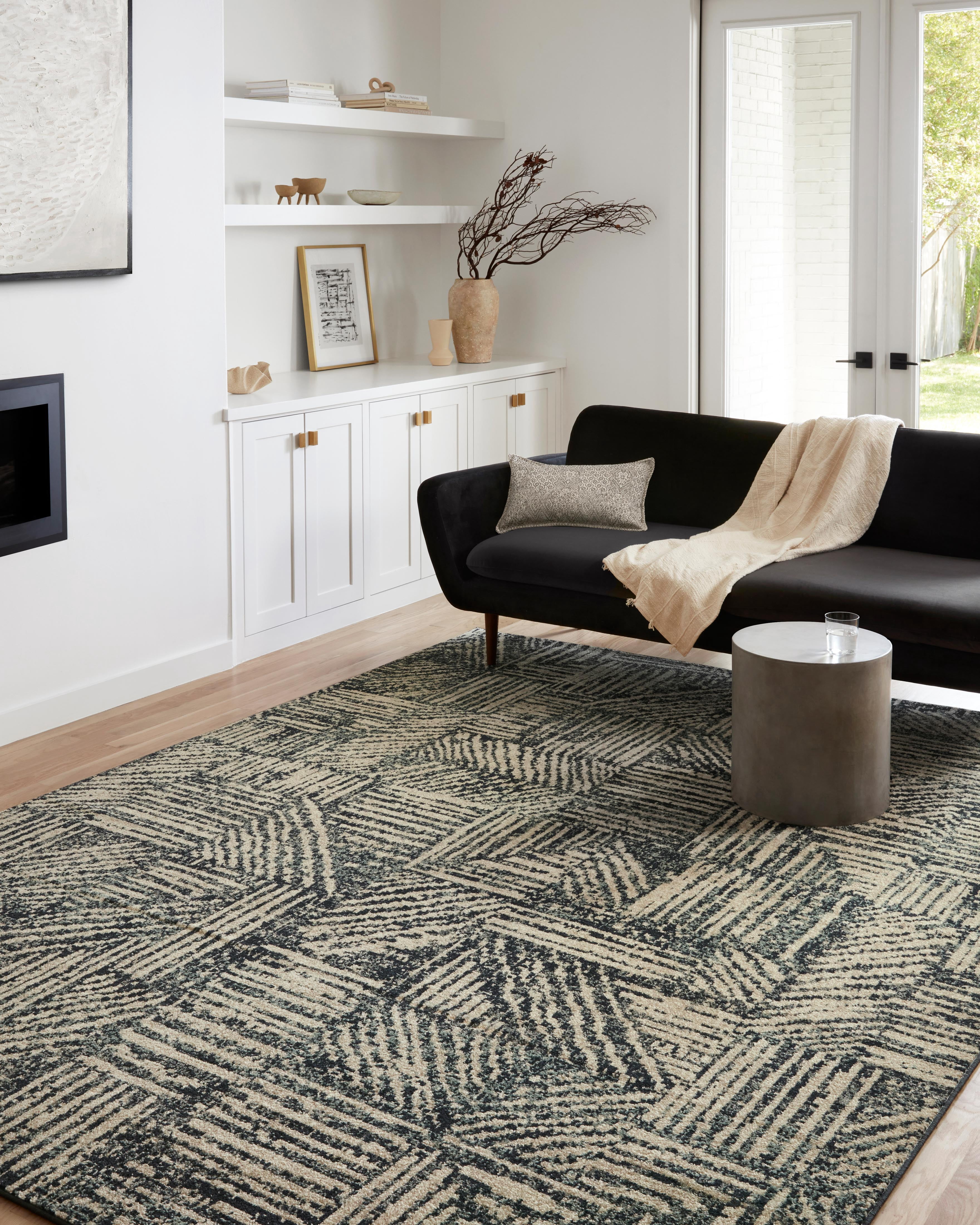 Loloi Bowery BOW-01 Midnight / Taupe Geometric Area Rug 18" x 18" Sample