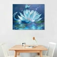 thumbnail image 2 of BCIIG  Floral Canvas Wall Art Purple Water Lily and Dragonfly Wall Art for Living Room,Modern Spiritual Yoga Spa Pictures Wall Decor  Artwork for Bathroom Bedroom Wall Decor 20x16in, 2 of 6