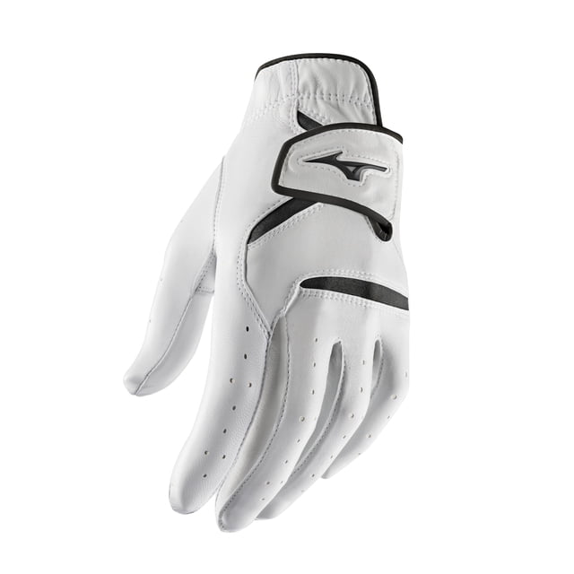 Guante de golf Mizuno JPX de piel sintética para mano izquierda blanco/negro