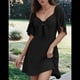 thumbnail image 3 of Vestido Mini Elegante con Escote en V Profundo y Lazo en Color Negro L, 3 of 8