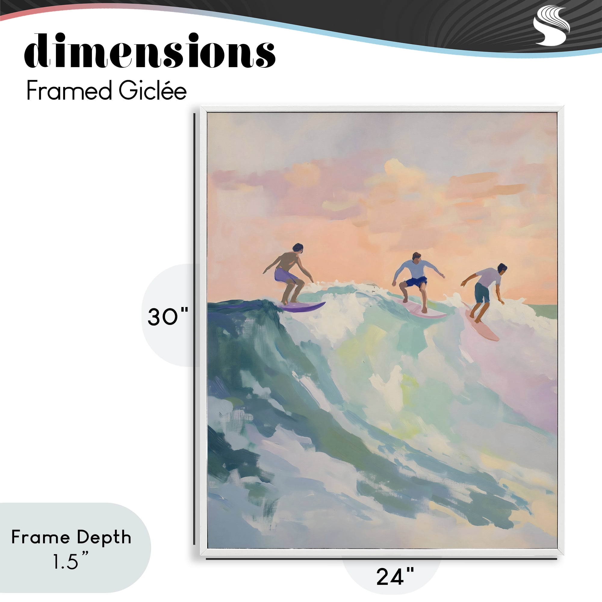 Stupell Industries Group of Surfers at Sunset White Framed Giclee Art, design by The Prints Vibe