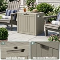 thumbnail image 6 of Decksplore 35 Gallon Outdoor Storage Box, Small Waterproof Resin Deck Box with Lockable Lid Storage Bin for Patio Furniture Cushions, Garden Tools, Pool Accessories, UV-Resistant Outside, Brown, 6 of 9