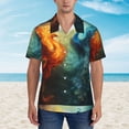 thumbnail image 2 of Balery Red And Blue Fire Peacock Camisas hawaianas de manga corta para hombre, camisas playeras de corte holgado, camisas de vacaciones con botones,Small, 2 of 7
