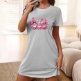 thumbnail image 2 of Women Nightgowns, Soft Comfy Lightweight Short Sleeves Sleepdress Comfy Ladies Heart Printed Nightdress Gowns for Women Sleepwear Dress Gray L, 2 of 5