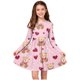 thumbnail image 2 of Vestidos de Manga Larga de las Niñas Tamaño 7-8 Elástico A-Línea Twirly Patinador, Cuello Redondo Vestido de Recital de la Escuela para la Primavera Invierno, 2 of 6