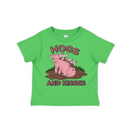 

Inktastic Hogs and Kisses with Cute Pig Family Gift Toddler Boy or Toddler Girl T-Shirt