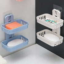 Cheers US Shower Soap Holder, Soap Dish with Draining Wall Mounted Bar Soap Holder, Adhesive Soap Saver Box Case for Shower Wall,Bathroom,Sink,Tub,Waterfall, Drill-Free