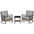thumbnail image 1 of Outsunny 3 Pieces Patio Set w/ Two-tier Table, Wicker Bistro Set, Grey, 1 of 10
