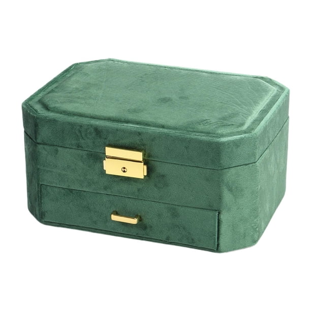 Joyero Estuche para joyas Caja para anillos Organizador portátil de joyas para anillos y pendientes Verde