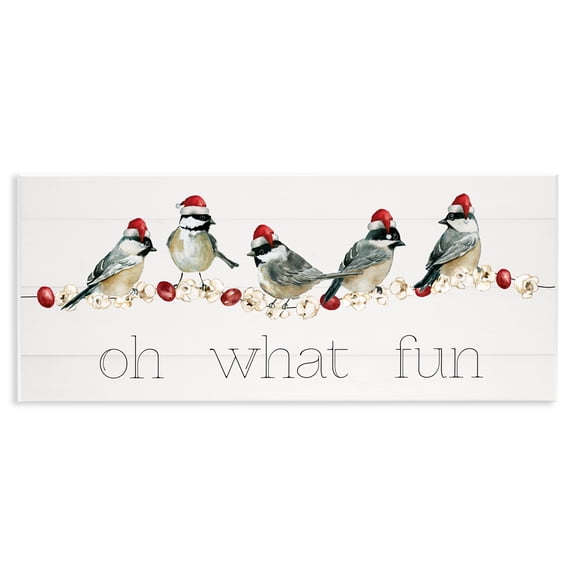 Stupell Industries Oh What Fun Holiday Birds Wall Plaque Art, design by Livi Finn, 7 x 17