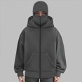 thumbnail image 4 of NOLDARES Women's Balaclava Hoodie Full Zipper Jacket Double Hooded Sweatshirt Wind Resistant Athletic Coat(T153-Dark Gray,XL), 4 of 5