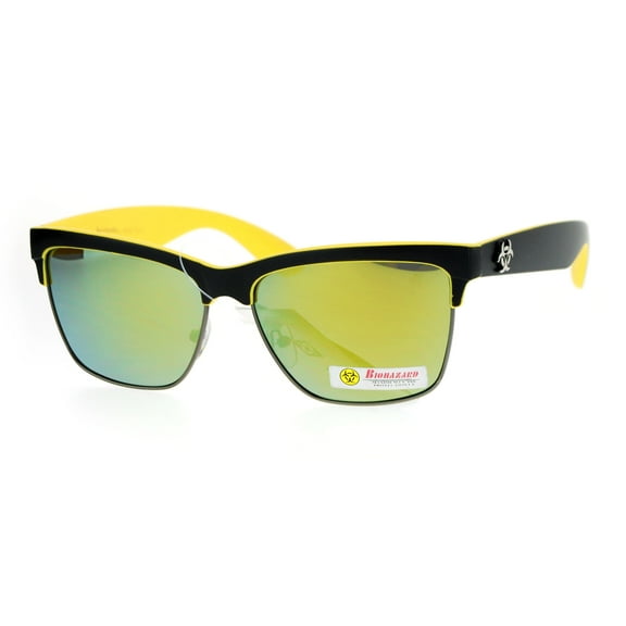 Biohazard Half Rim Mirror Lens Mens Sport Sunglasses All Yellow