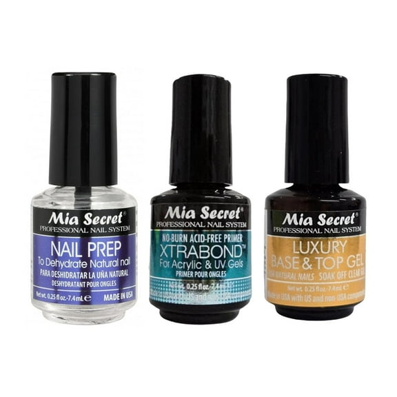 Mia Secret - Nail Prep, Xtrabond, Luxury Base & Top Gel (0.25 oz. each) - Combo