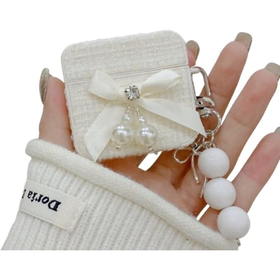 Earphone Cover for AirPods 4th Generation,Stylish Bow Soft Protective Case,Shockproof Earbuds Shell for Girly Women (White)