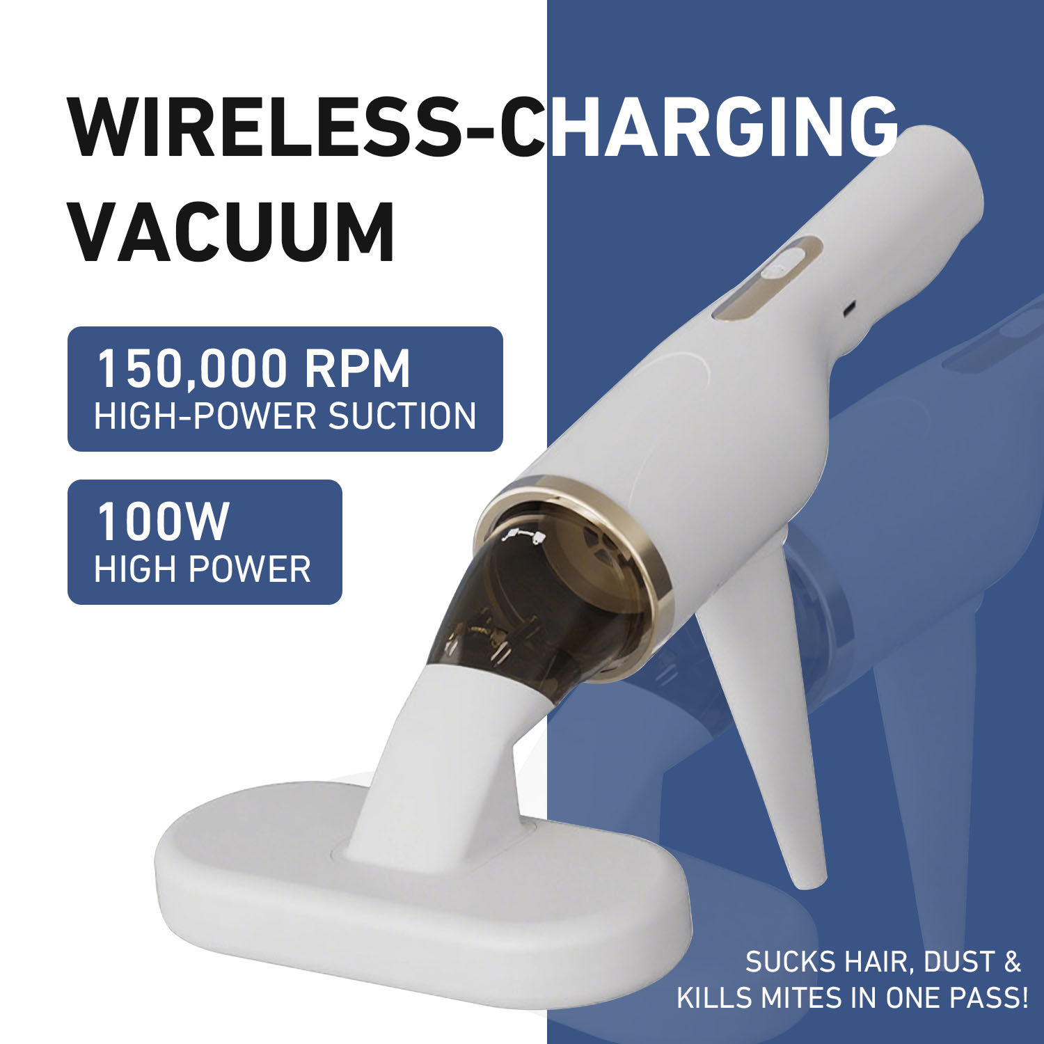 Cordless Car Vacuum Cleaner with UV Light, 2-in-1 Suction & Blower, Mini Handheld Vacuum with HEPA Filter, LED Light, USB-C Rechargeable, 4 Nozzles for Deep Cleaning Home, Sofa, Pet Hair, Keyboard