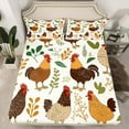 thumbnail image 2 of Homewish Retro Boho Chicken Queen Sheet Sets,Rustic Farmhouse Cabin Flat Sheet,Beige Brown Queen Fitted Sheet For Teens,Luxury Bedroom Decor,4pcs, 2 of 7