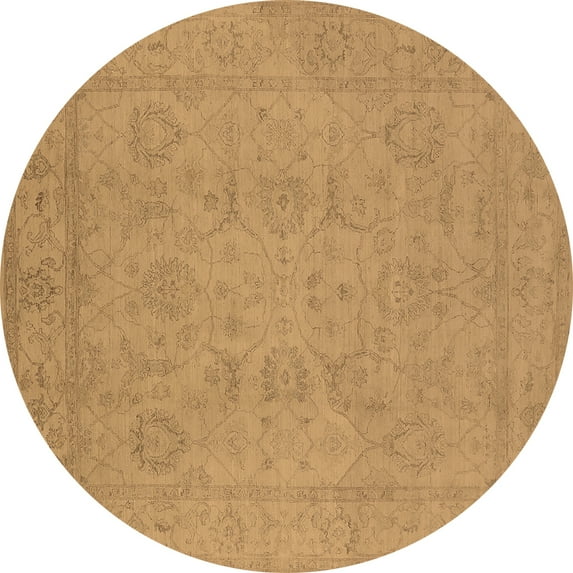 Ahgly Company Indoor Round Oriental Brown Traditional Area Rugs, 3' Round