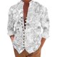 thumbnail image 1 of Camisas De Vestir Para Hombre 5xl Camisa de manga larga con estampado digital 3D y soporte con botones sueltos para hombre, vacaciones, playa, ocio (White, L), 1 of 4