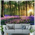 thumbnail image 4 of Forest Sunshine Tapestry Wall Hanging Spring Purple Lavender Morning Through Green Trees Tapestry Nature Landscape Tapestry for Living Room Bedroom Aesthetic Decor, 4 of 6