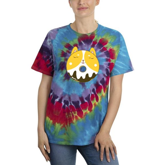 Cute Smiling Corgi Donut Tie Dye Spiral Women -Image by Shutterstock, Female Medium