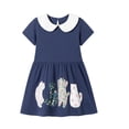 thumbnail image 2 of Bellafa Little Girl's Appliuqe Cotton Summer Dress Toddler Short Sleeve Tiered Swing A-Line Casual Sundress 2-7 Years, 2 of 7