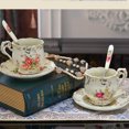 thumbnail image 4 of Juego de taza y platillo de té Pastoral Rose, taza y platillo de 200 ml, vaso para cafetería, utensilios para bebidas para fiestas, tazas, platillos y cucharas., 4 of 5