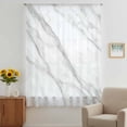 thumbnail image 3 of Marble Sheer Curtains 45 Inches Long, Modern Grey White Rock Monochrome Simple Light Filering Curtains, Breathable Simi Curtain Privacy Drapes for Kitchen Bathroom Lightweight Small Window Treatment, 3 of 9